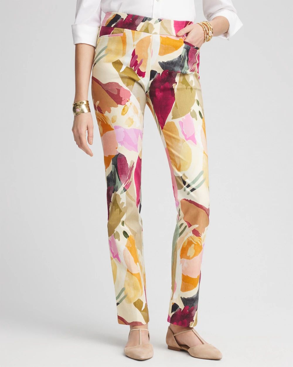 Brigitte™ Abstract Floral Slub Pants | Chico's